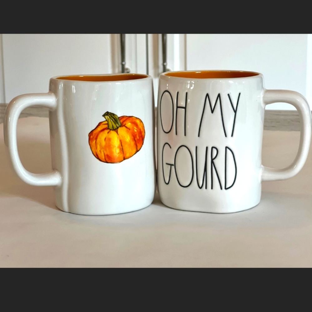 Rae Dunn Mug,OH MY GOURD, double sided mug